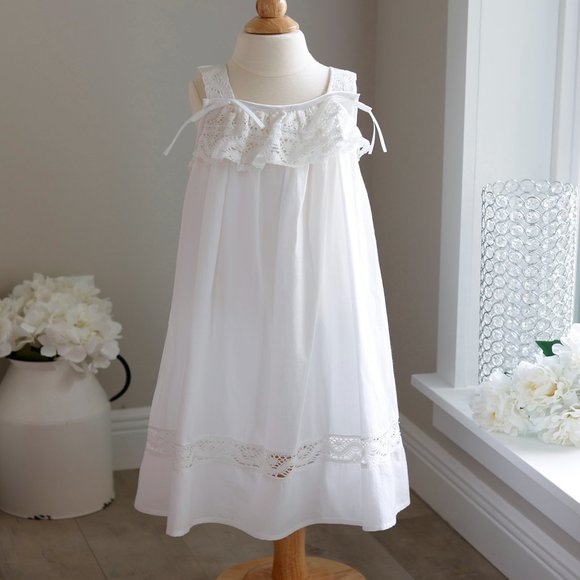 Strasburg Bella Luna White Cotton LIKE NEW Dress Crocheted Lace Beach Portrait - Picture 1 of 6